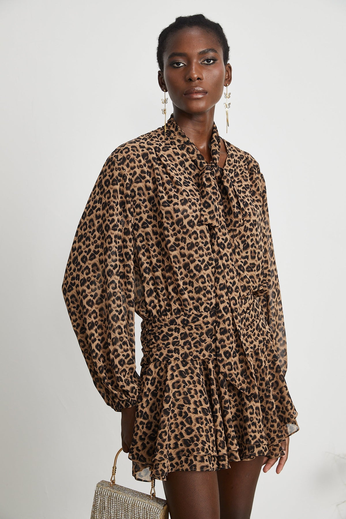 Laurence leopar mini elbise