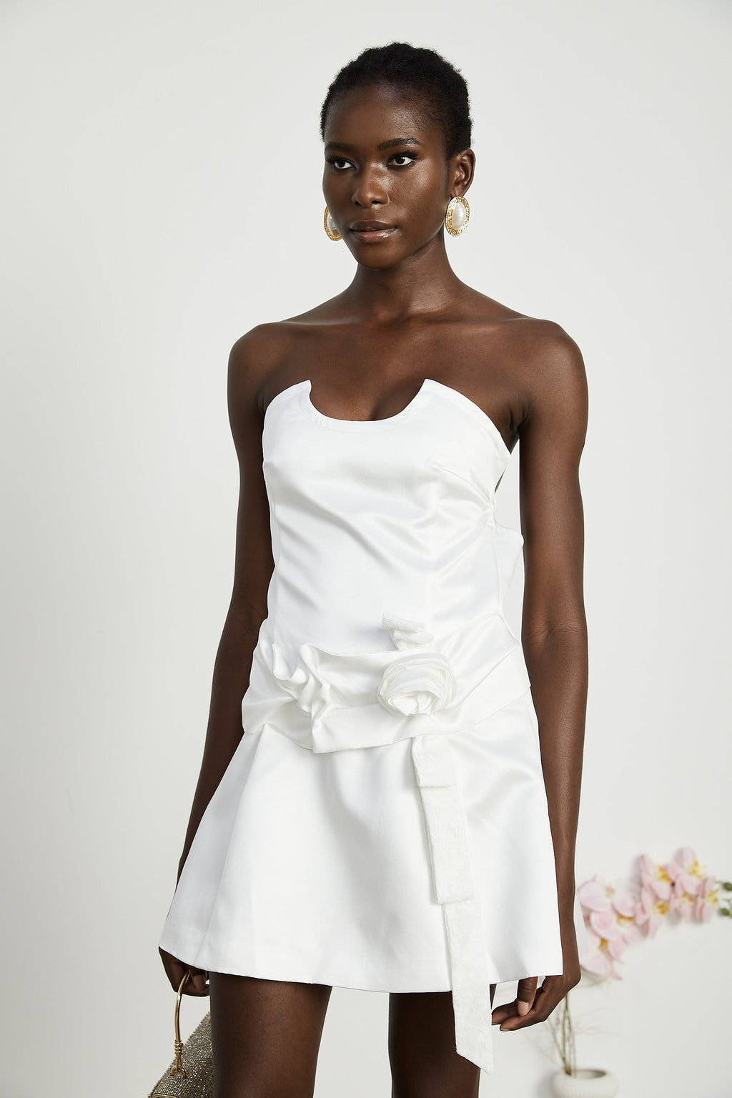 Fleur pile süsleme mini elbise