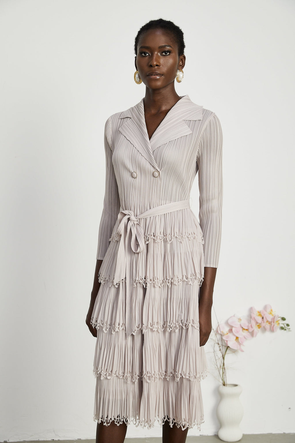 Marjolaine katman midi elbise