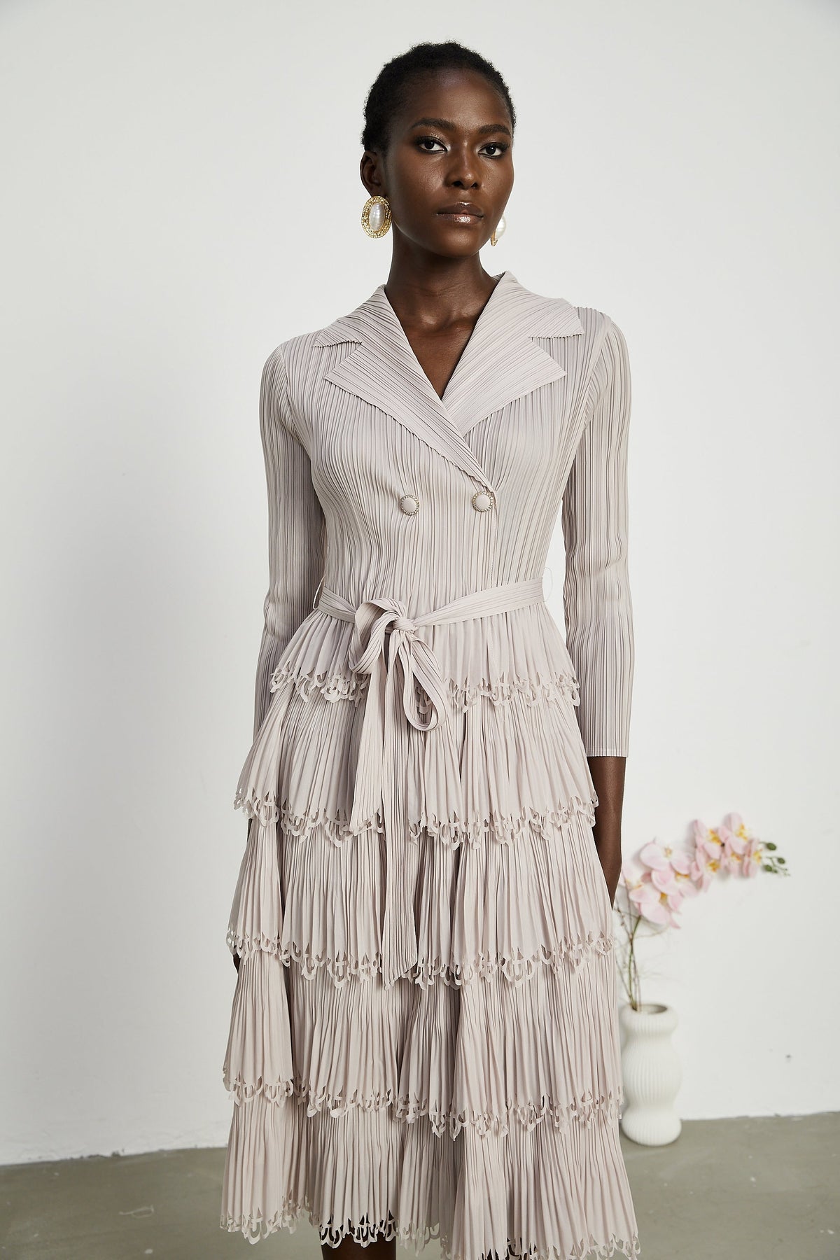 Marjolaine katman midi elbise