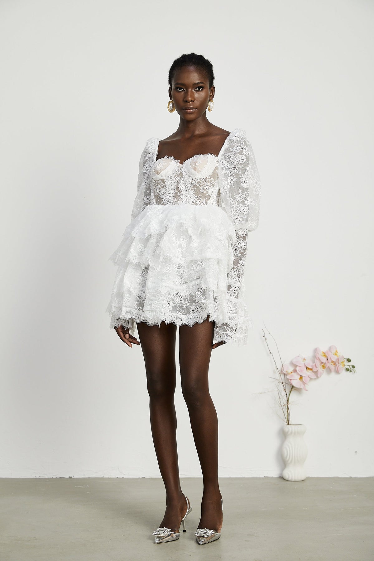 Nadine dantel mini elbise