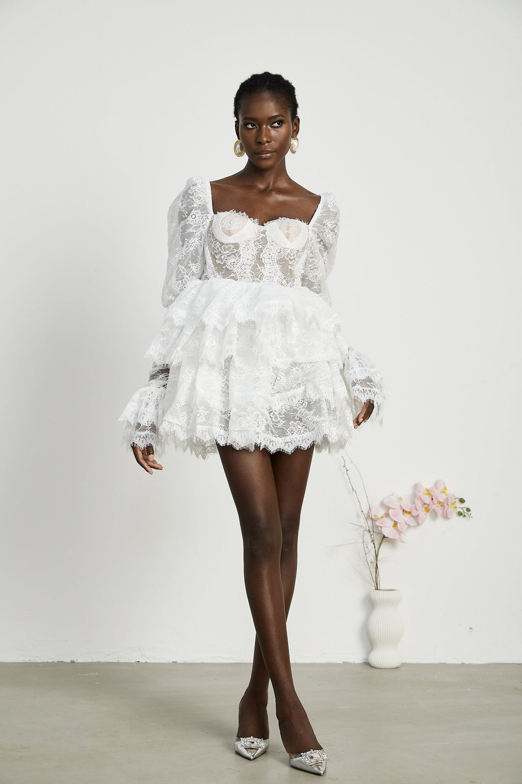 Nadine dantel mini elbise