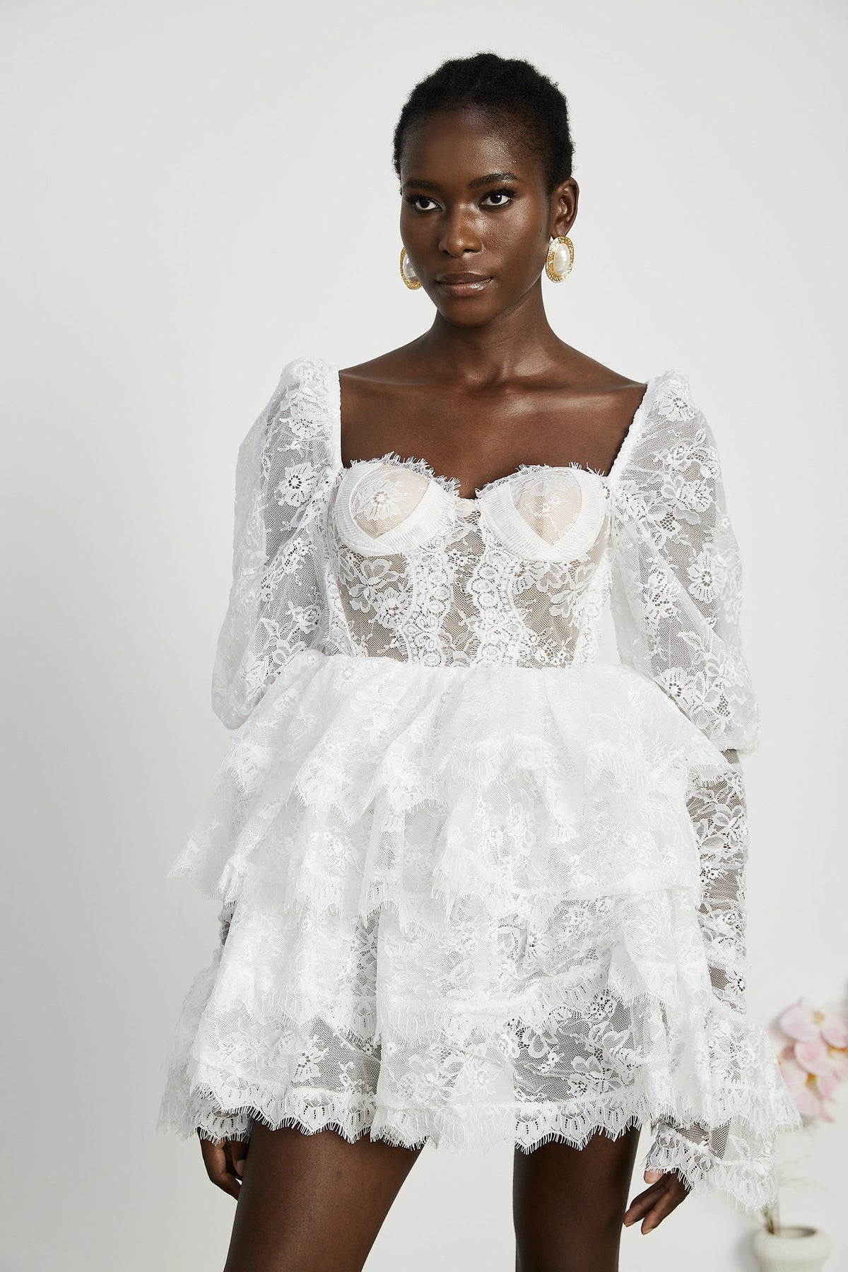 Nadine dantel mini elbise