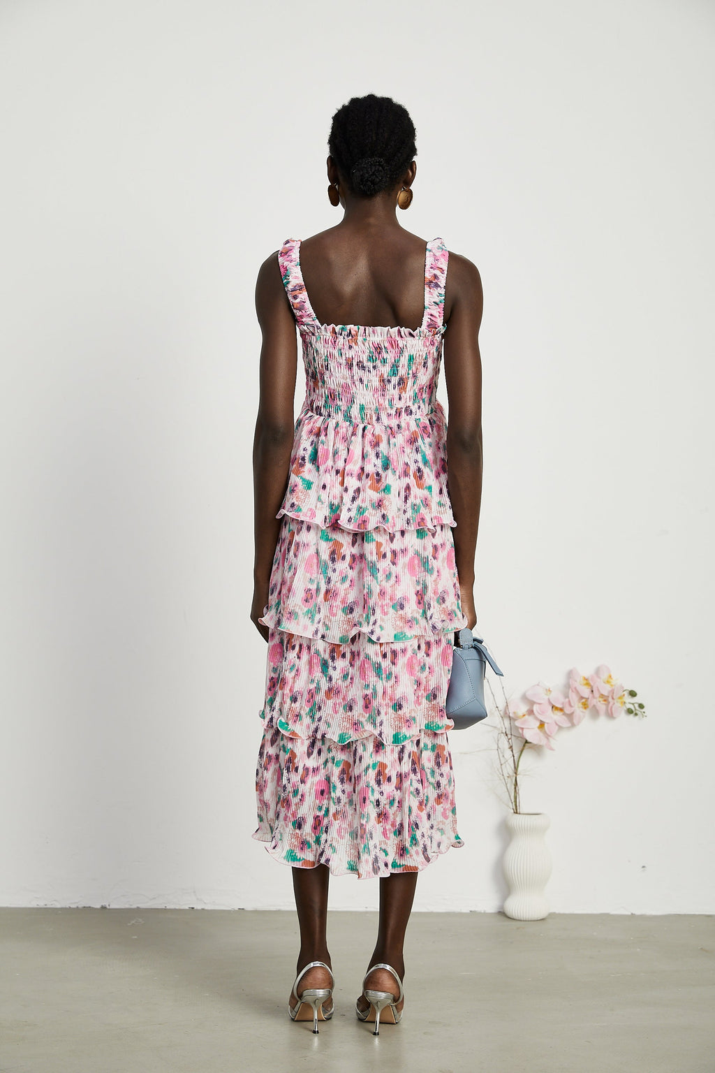 Coline katman midi elbise