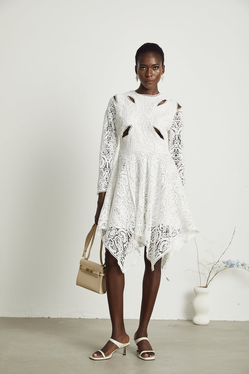 Sophie dekolteli midi elbise