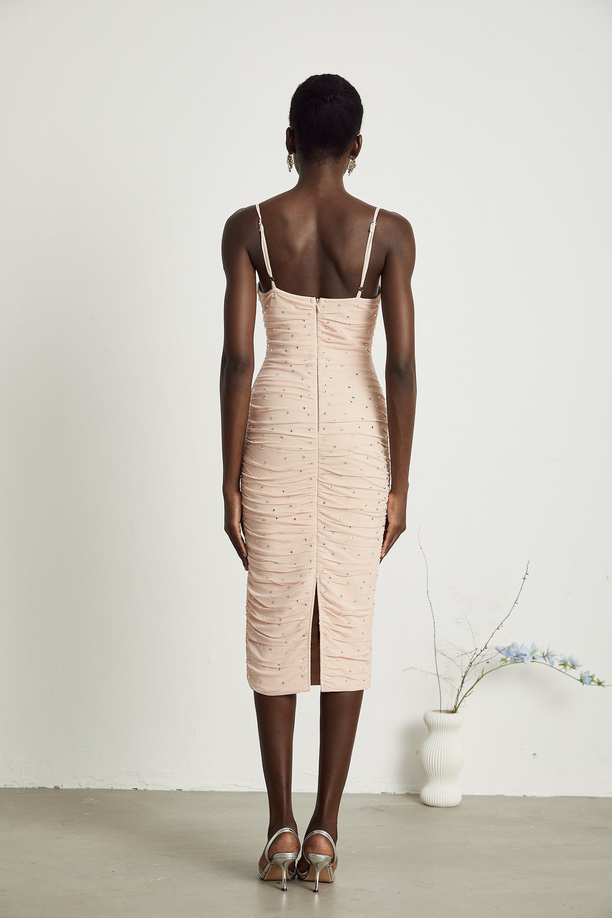 Priscille kristal midi elbise