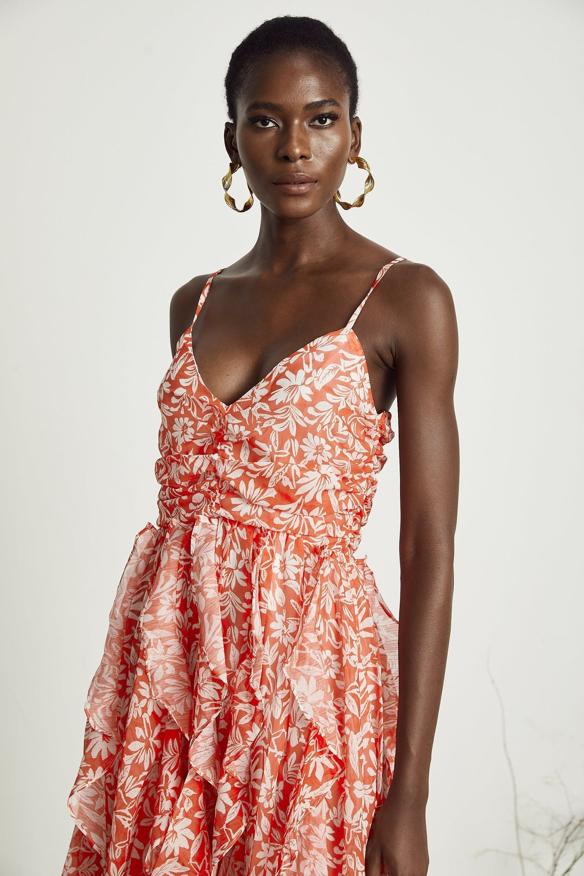 Sandrine desenli midi elbise