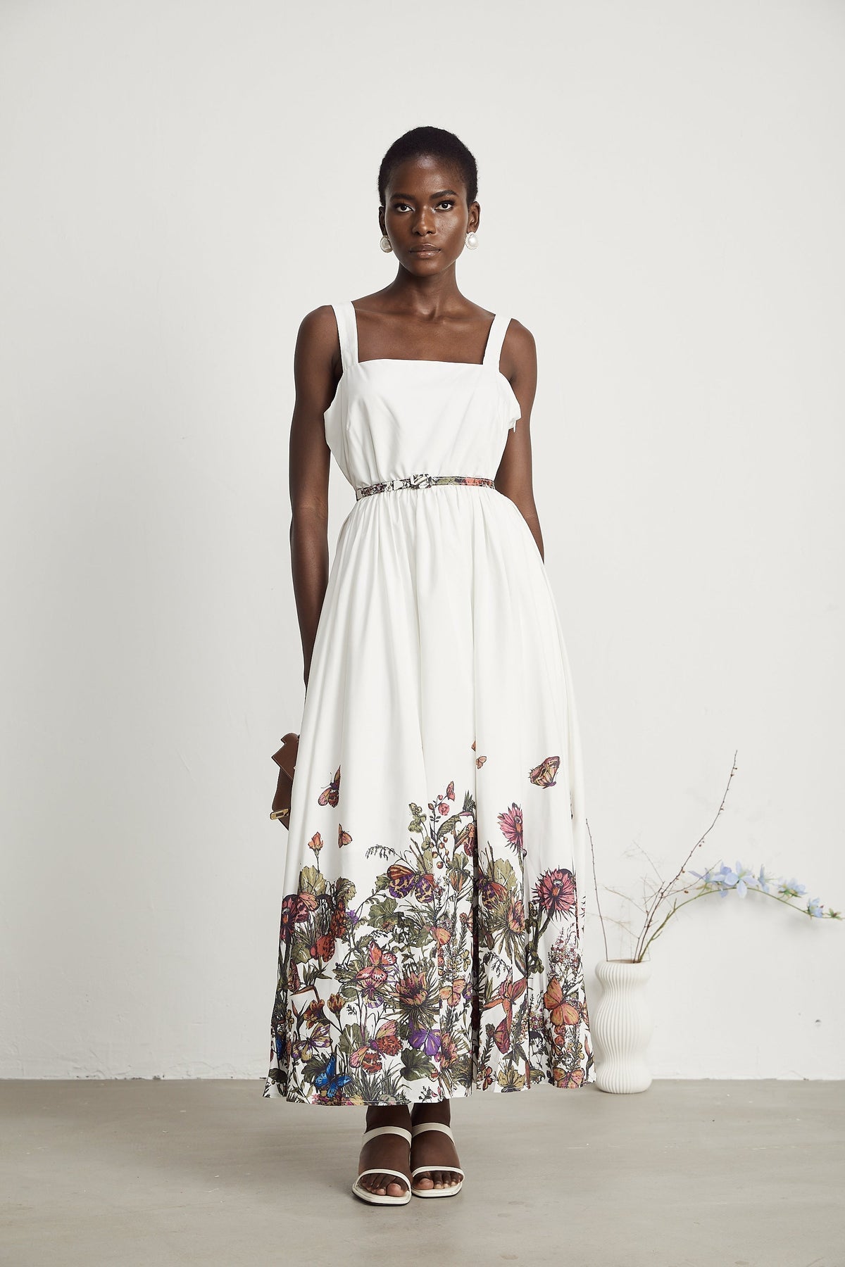 Thaïs desenli midi elbise