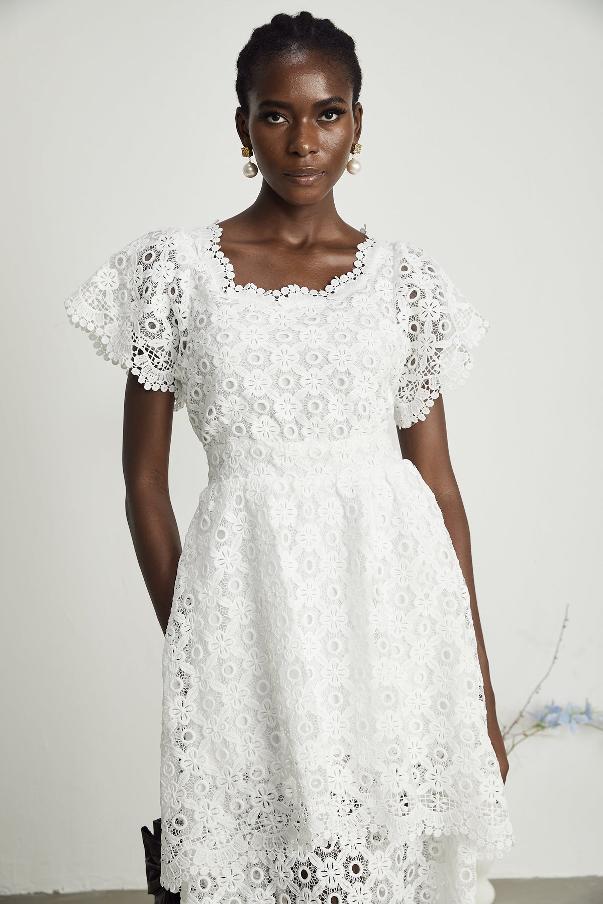 Lisette dantel midi elbise