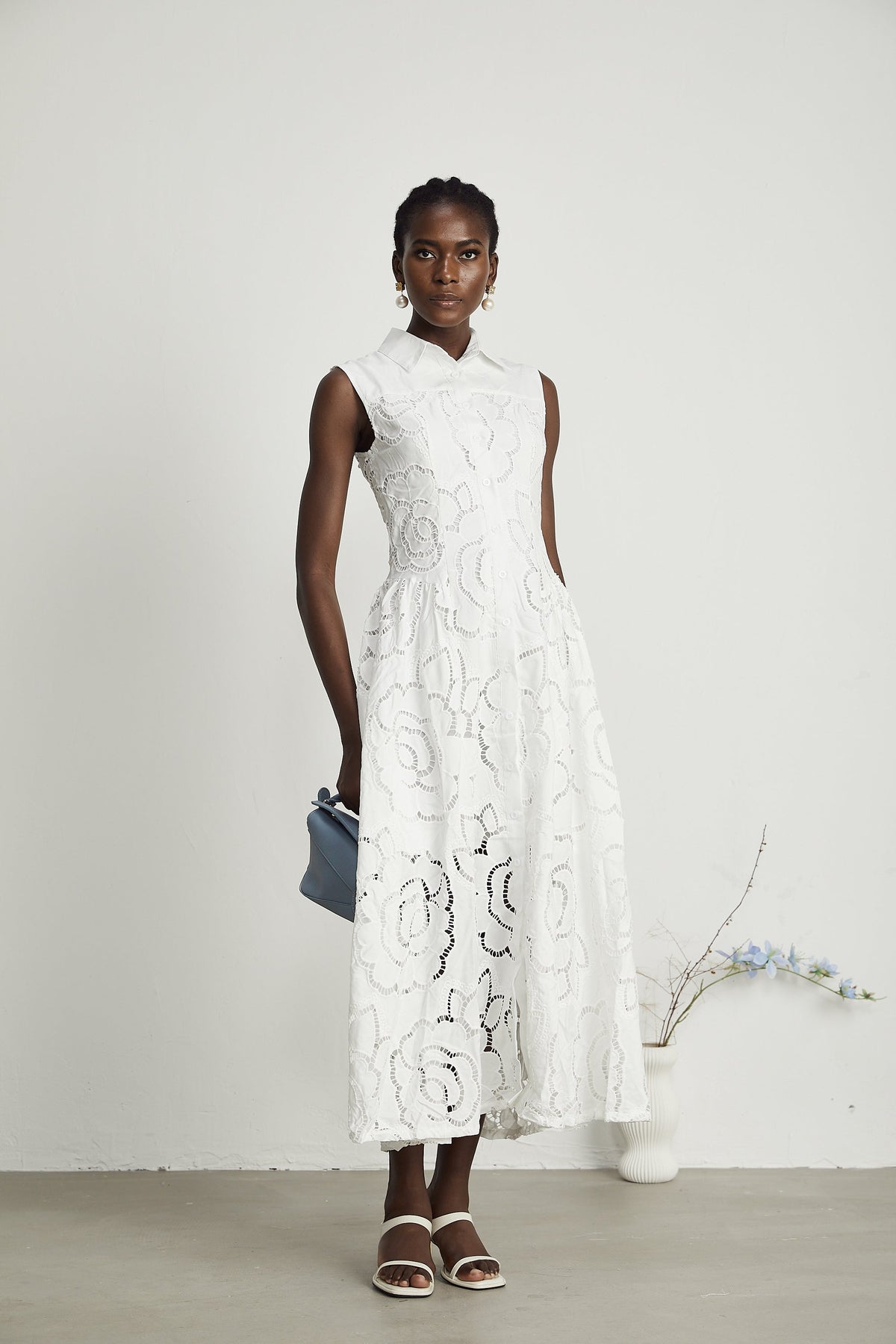 Titania broderie midi elbise