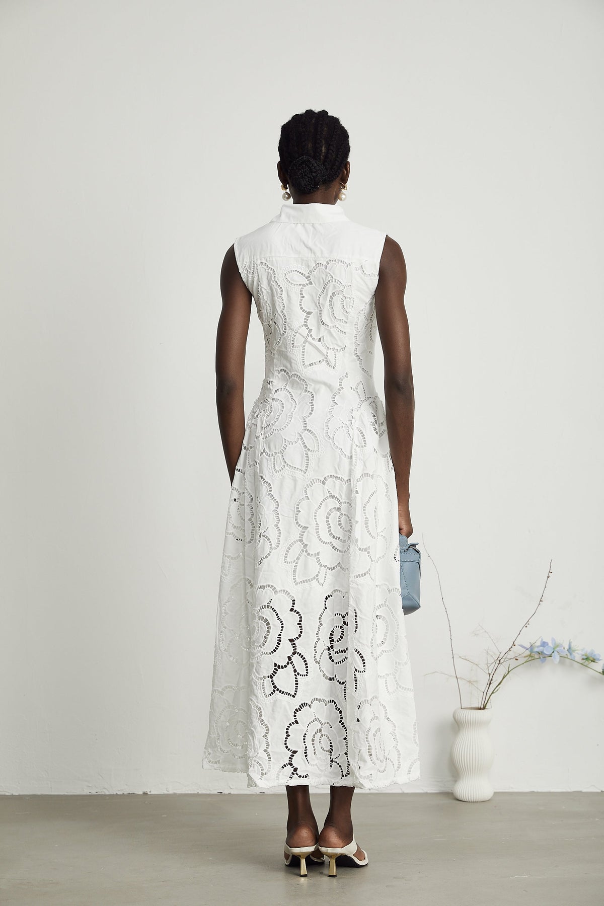 Titania broderie midi elbise