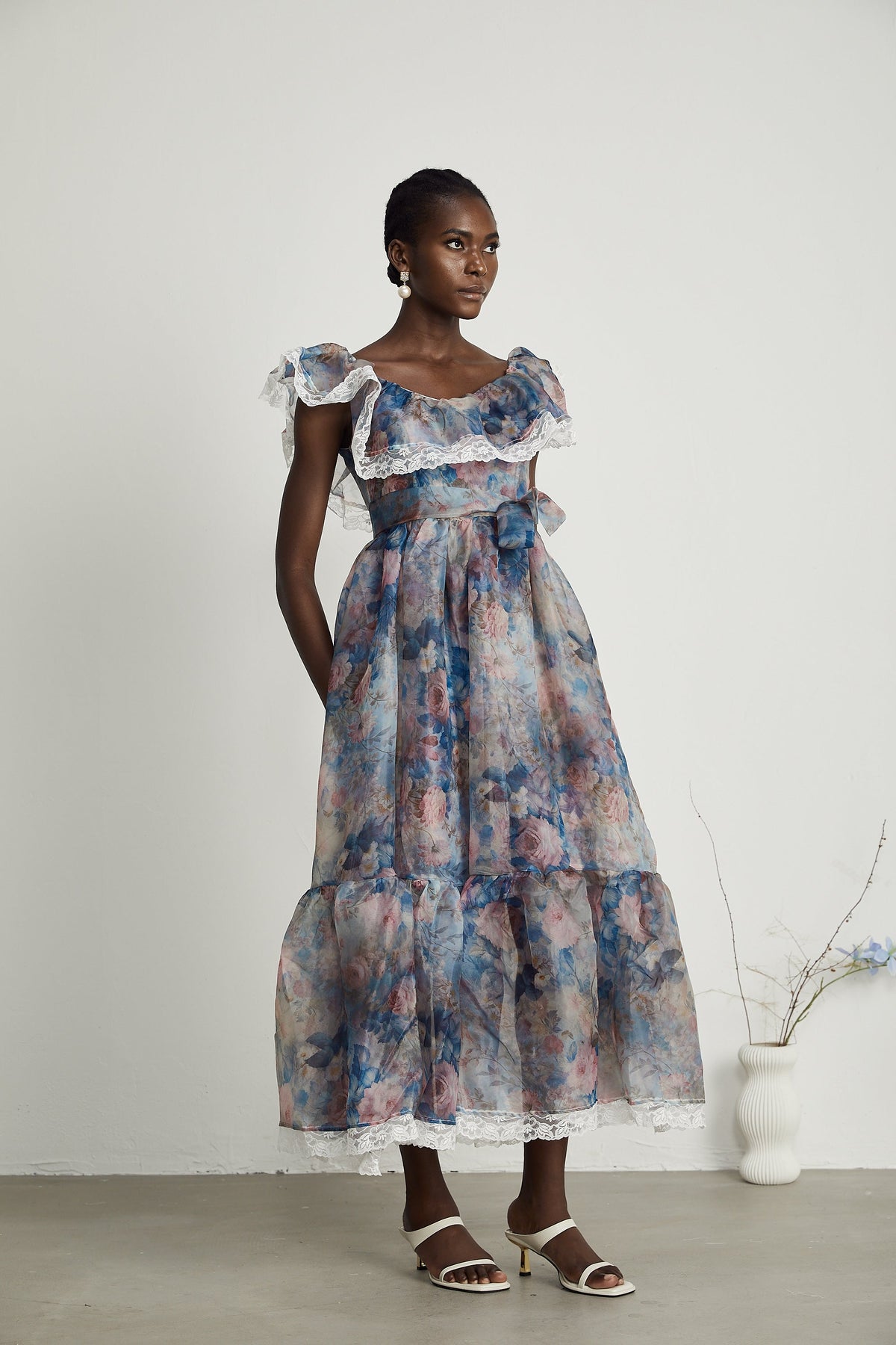 Suzette dantel midi elbise