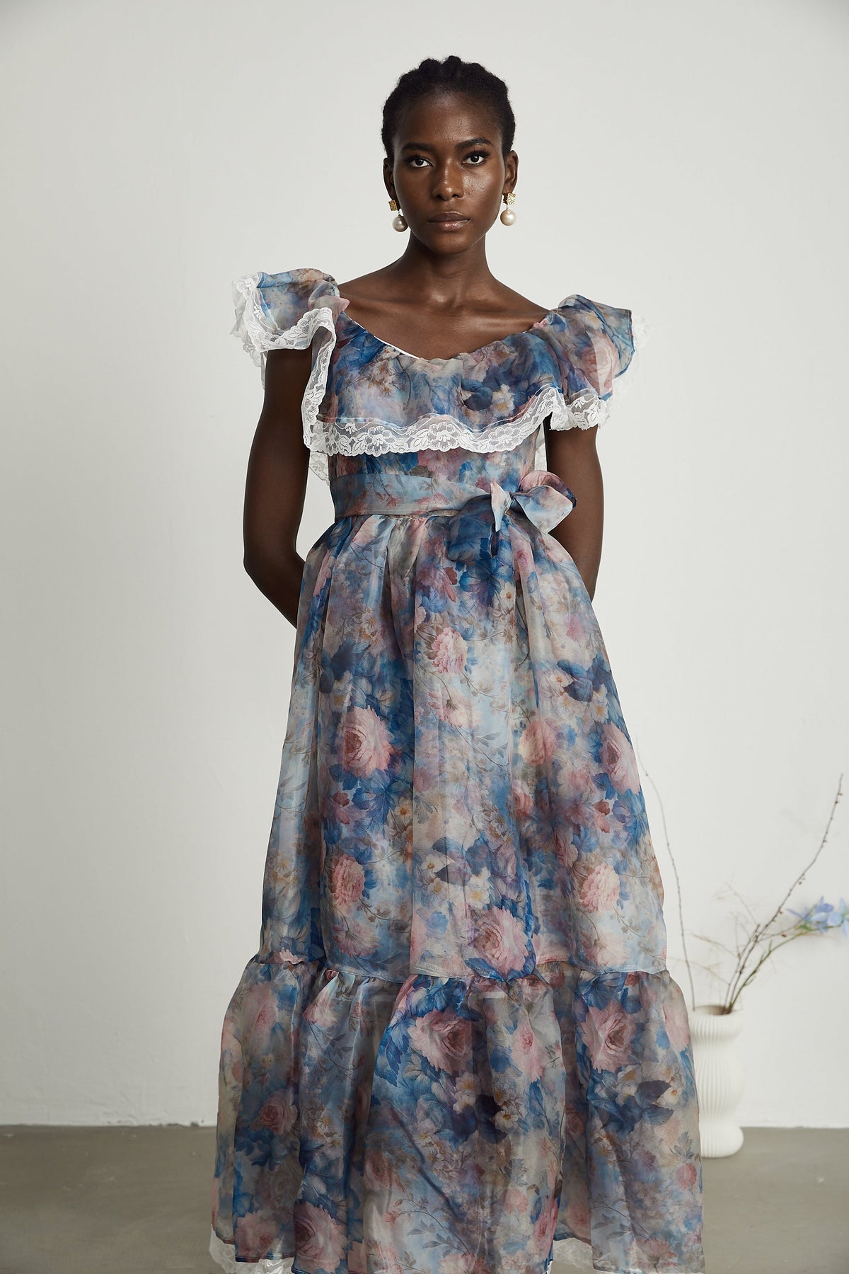 Suzette dantel midi elbise