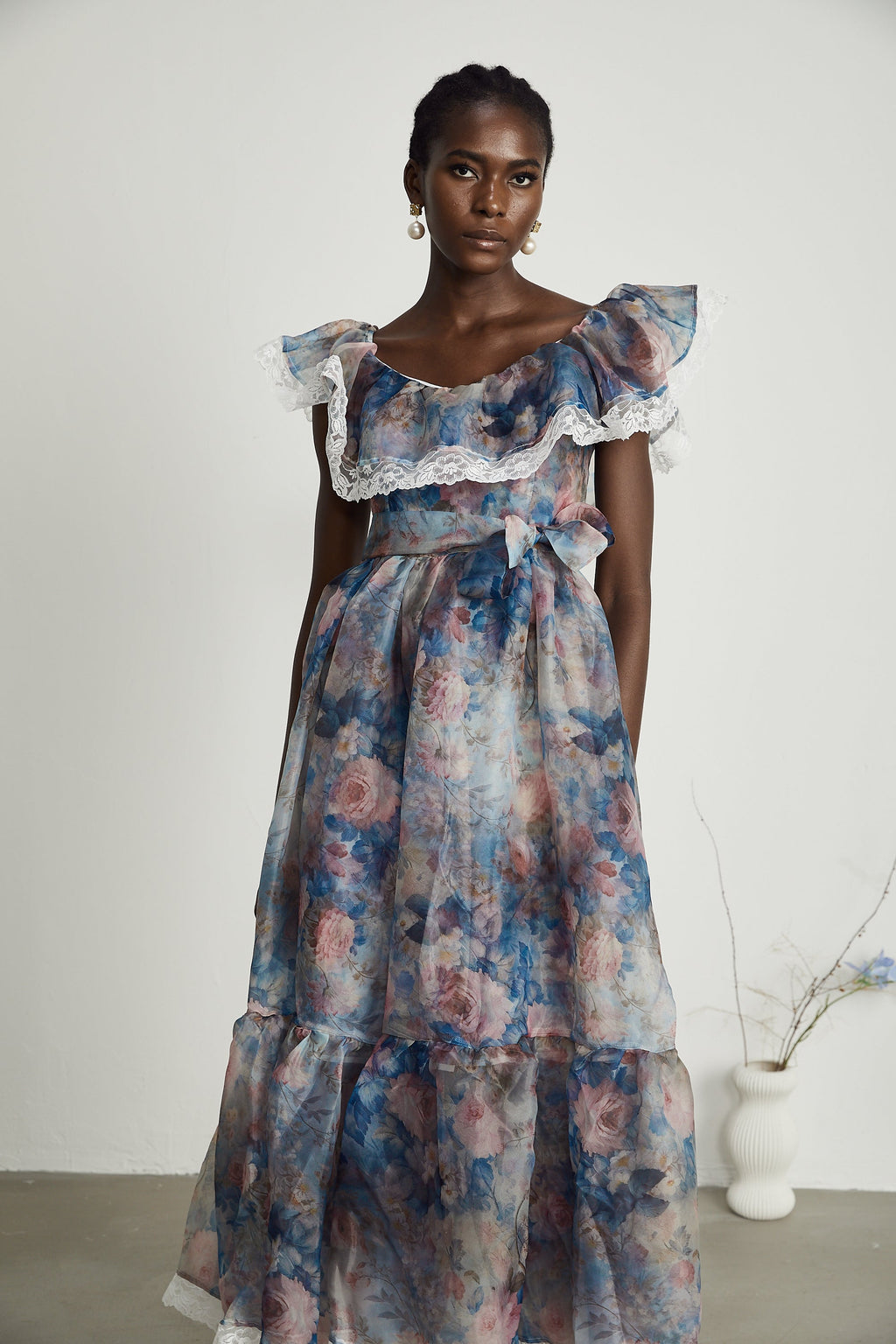 Suzette dantel midi elbise