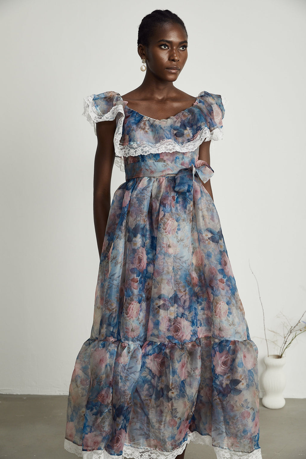 Suzette dantel midi elbise