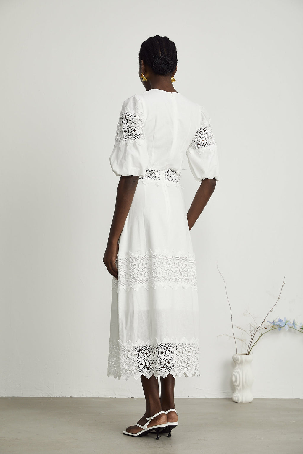 Louise dantel midi elbise