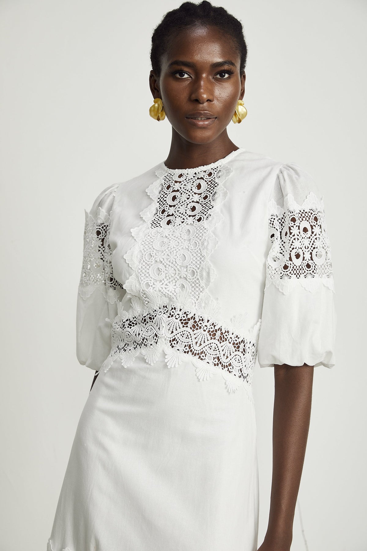 Louise dantel midi elbise