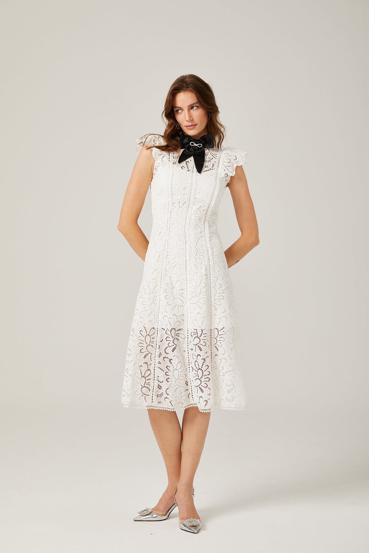 Chloé dantel mini elbise