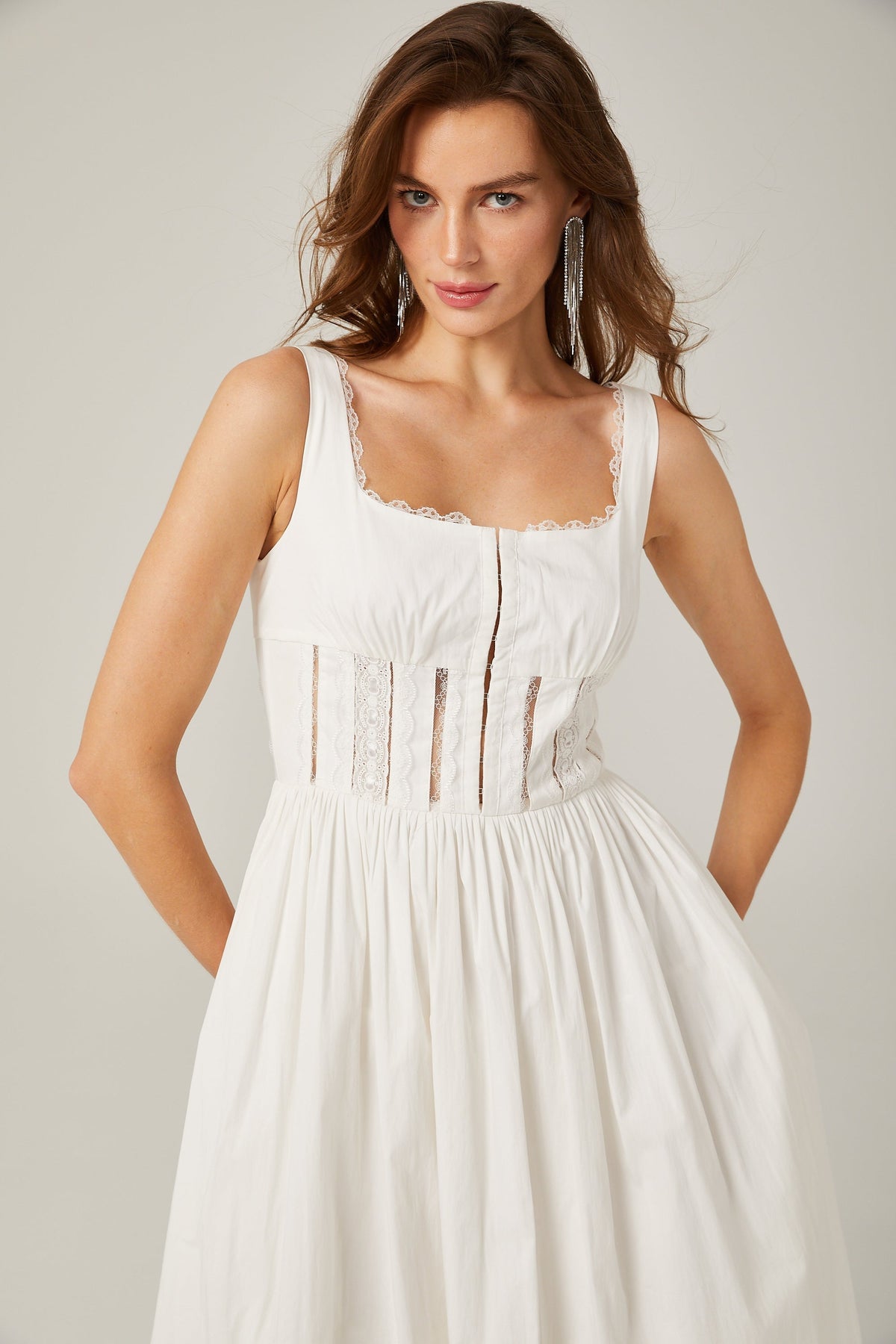 Jeanne dantel midi elbise