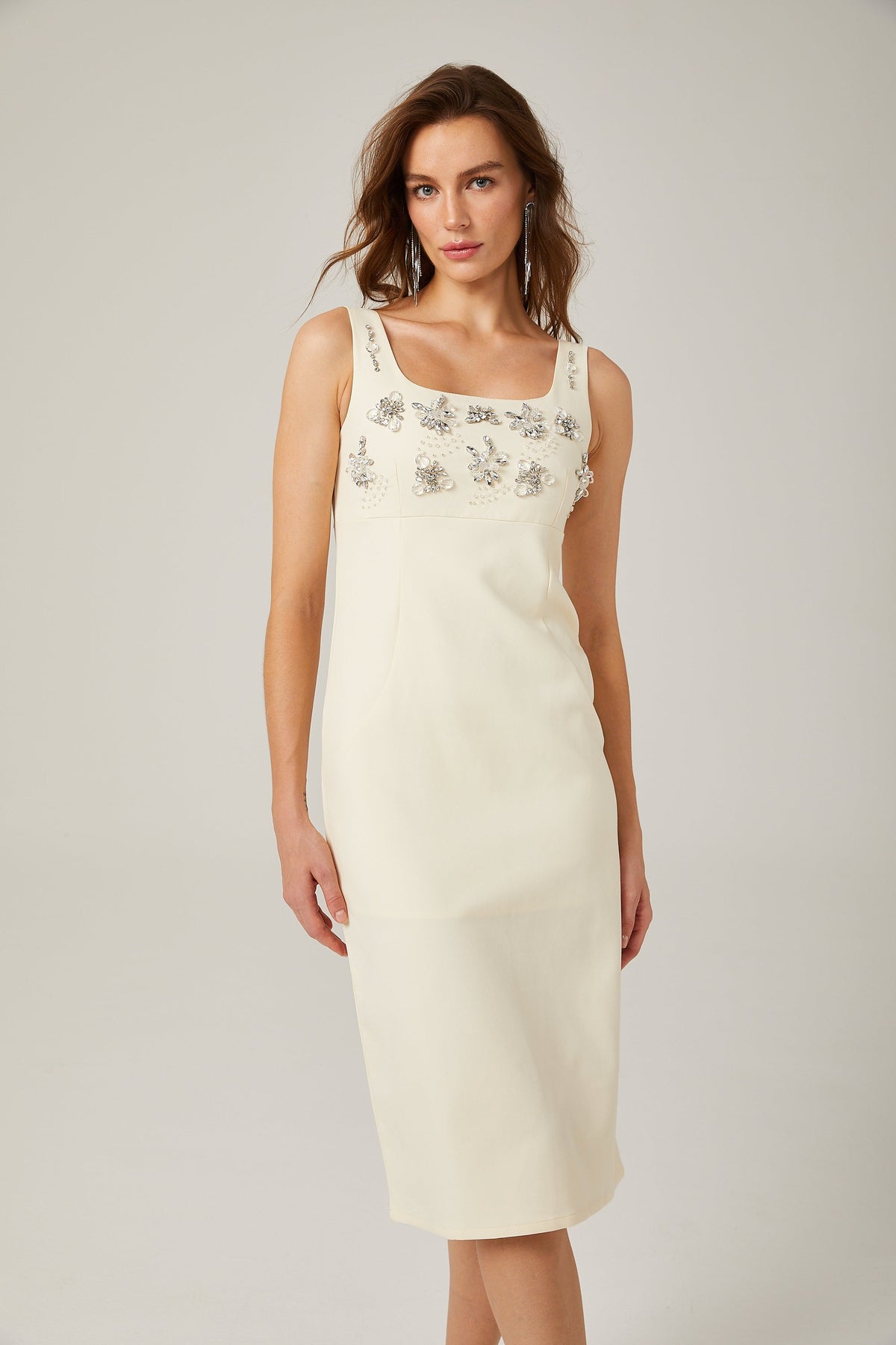 Kamelie midi elbise