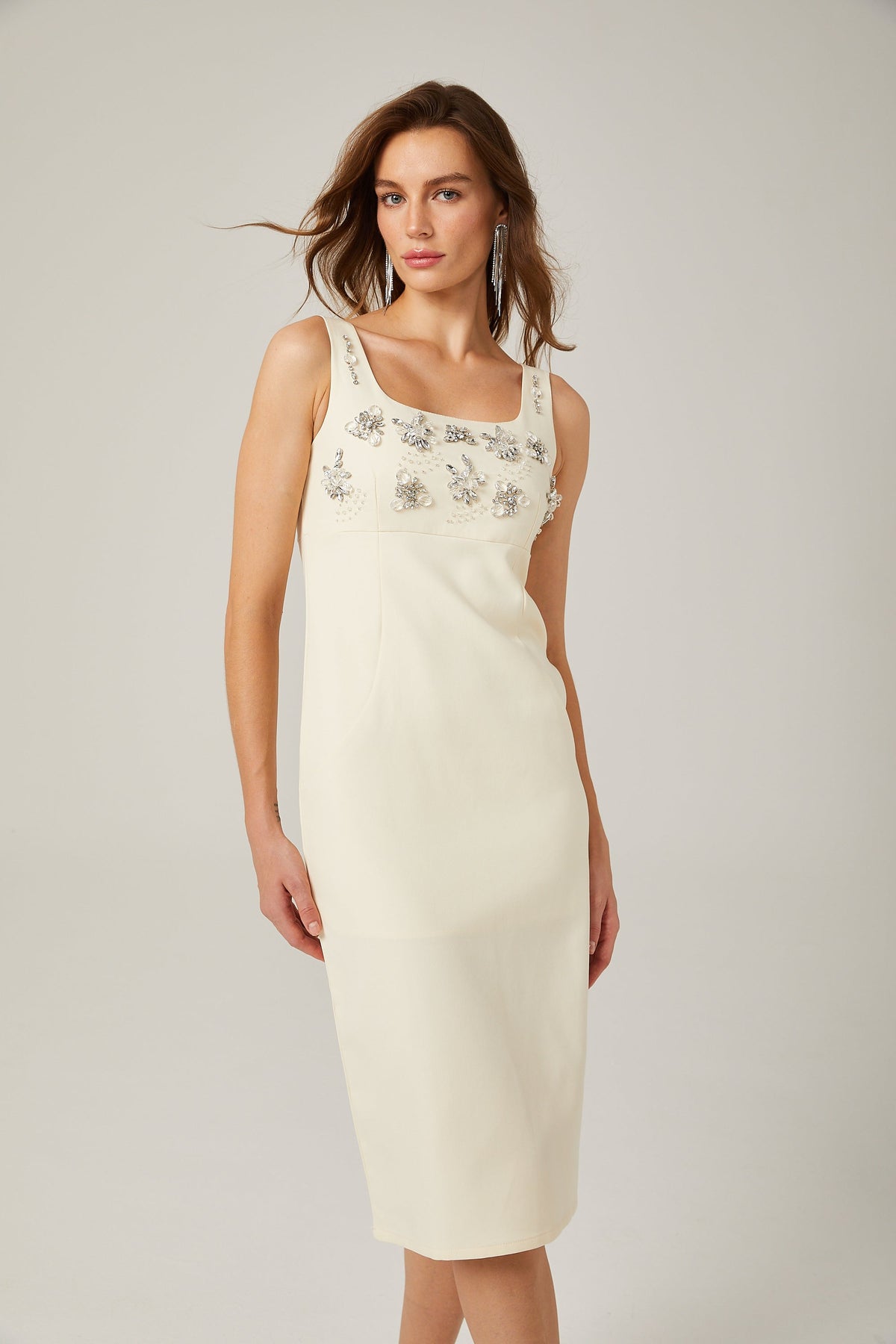 Kamelie midi elbise
