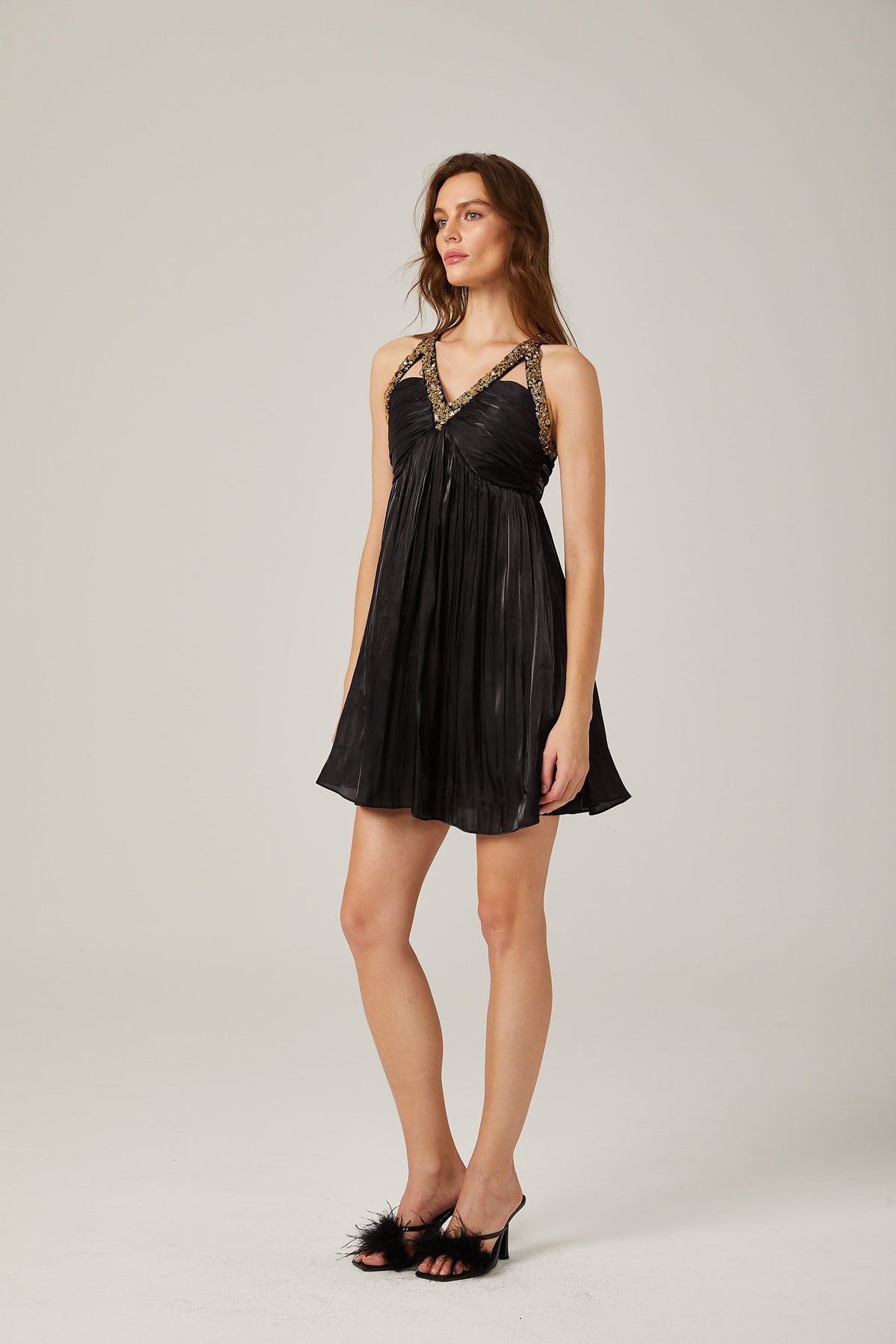 Therese saten mini elbise