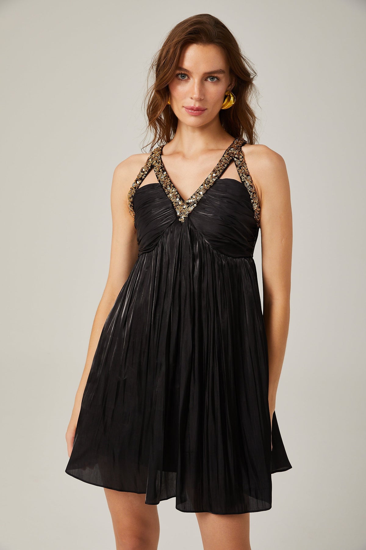 Therese saten mini elbise