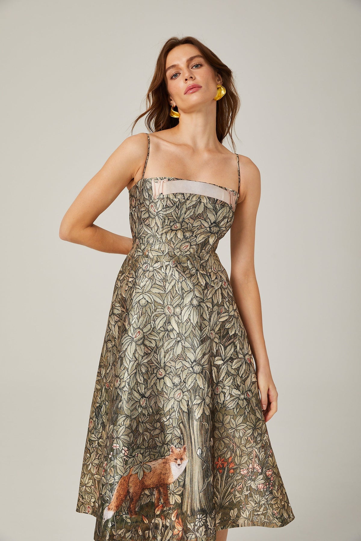 Claudia desen midi elbise