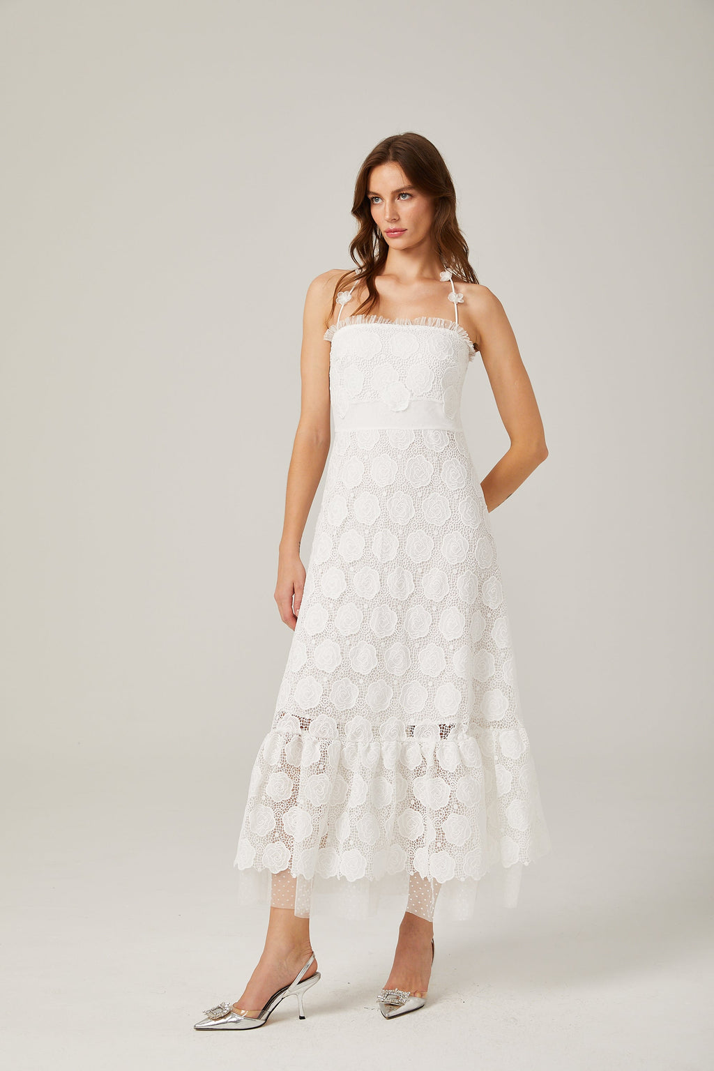 Rosalie dantel midi elbise