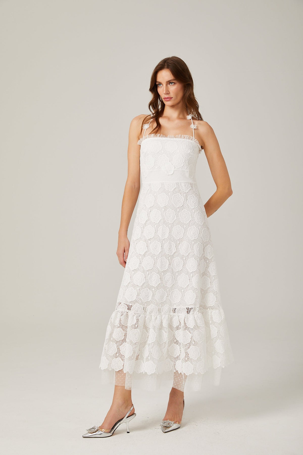 Rosalie dantel midi elbise