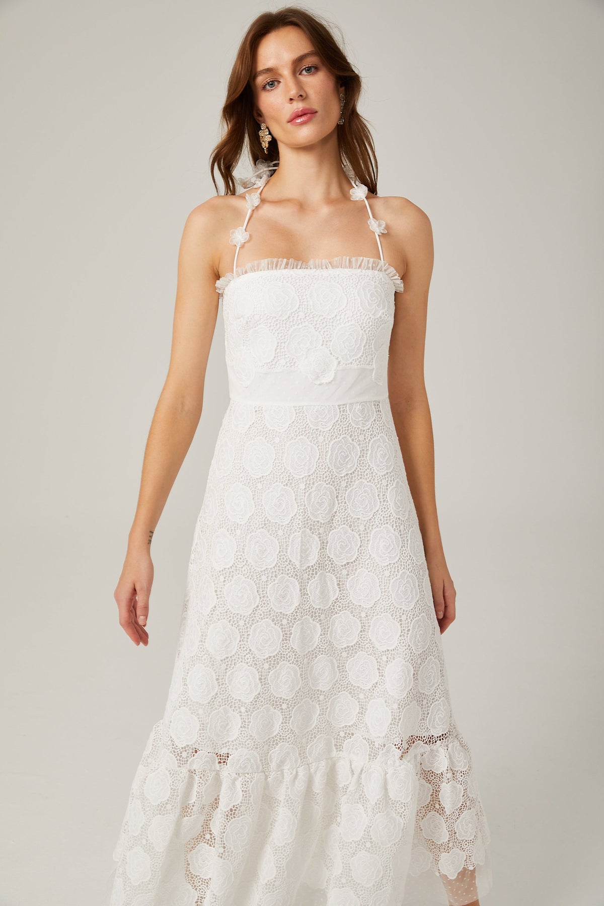 Rosalie dantel midi elbise