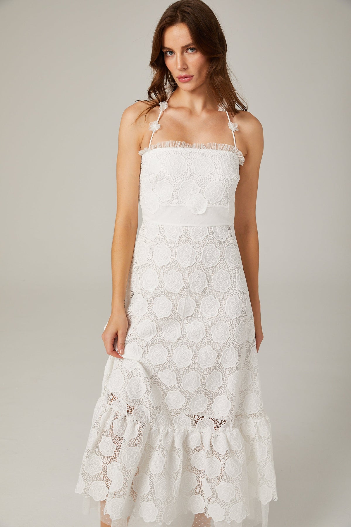 Rosalie dantel midi elbise