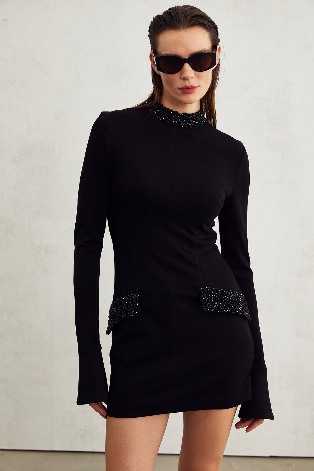 Gaëlle süsleme mini elbise