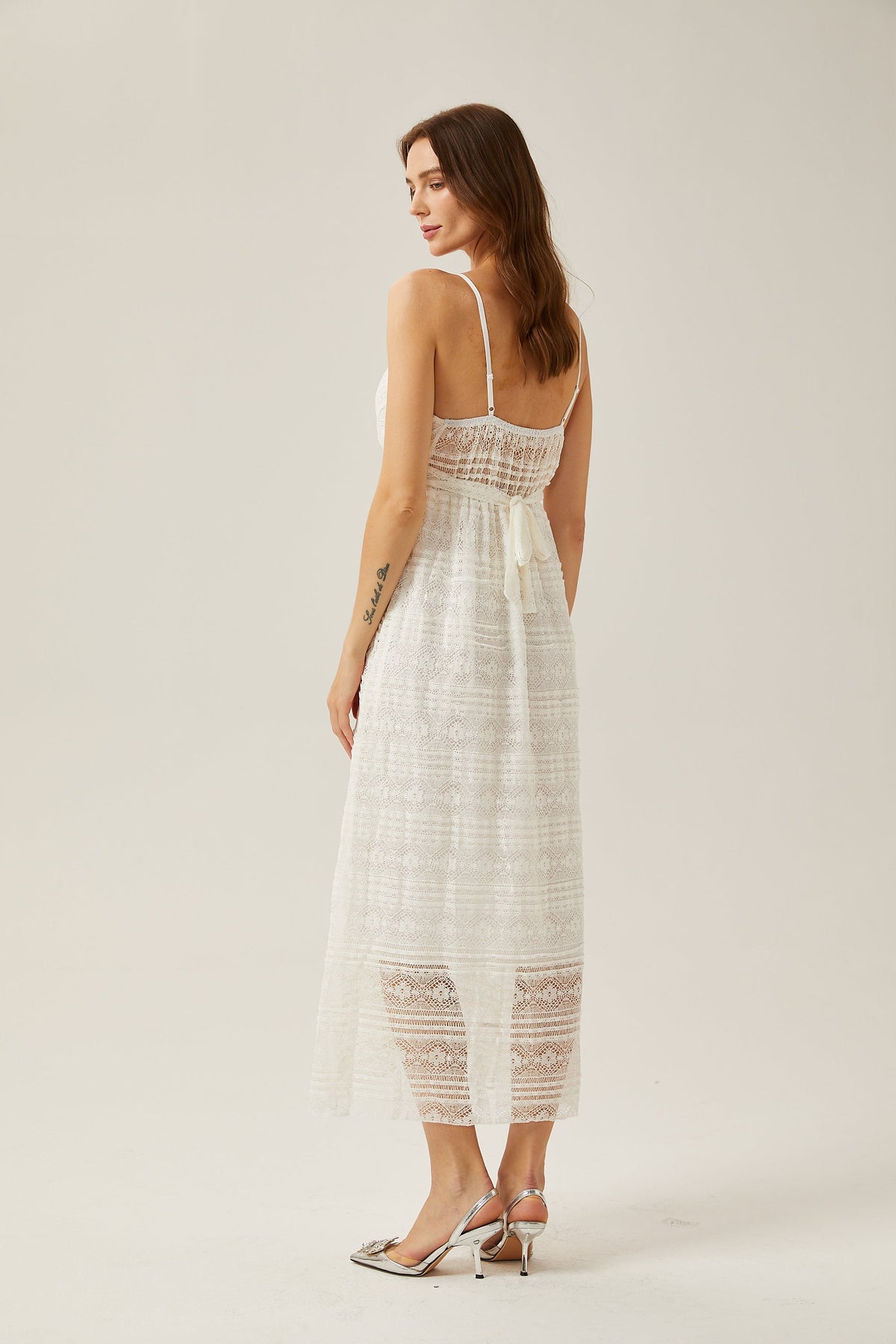 Gabrielle dekolte midi elbise