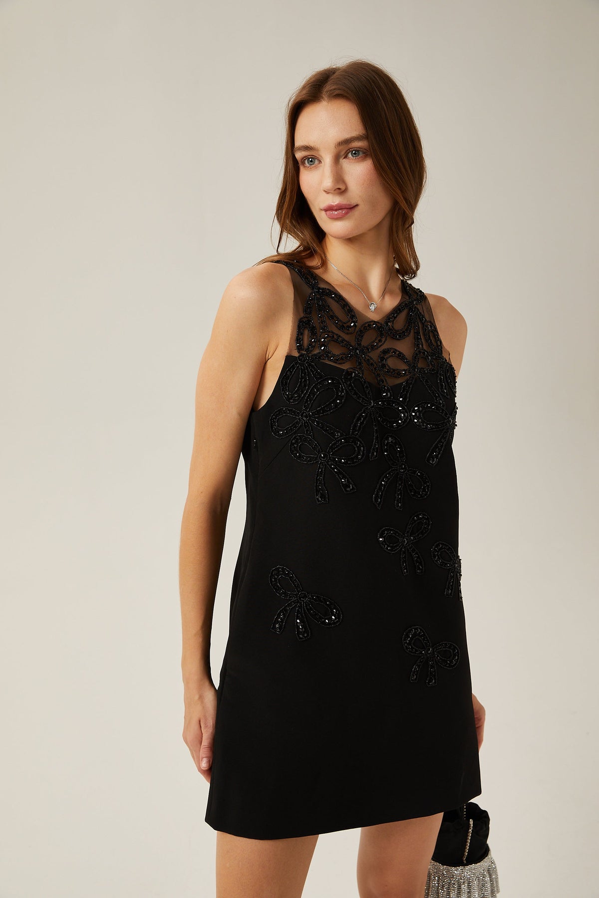 Ophélie dekolteli mini elbise
