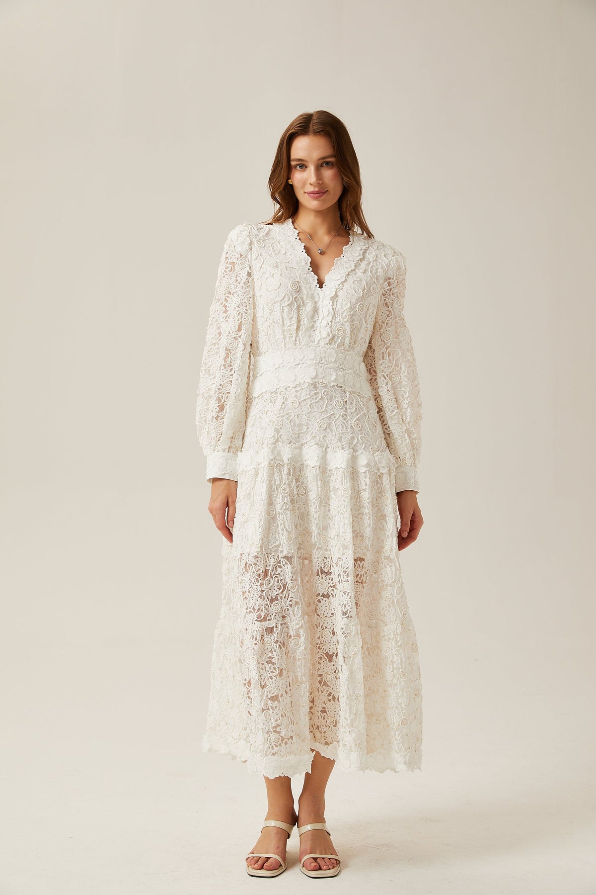Sophie dantel midi elbise