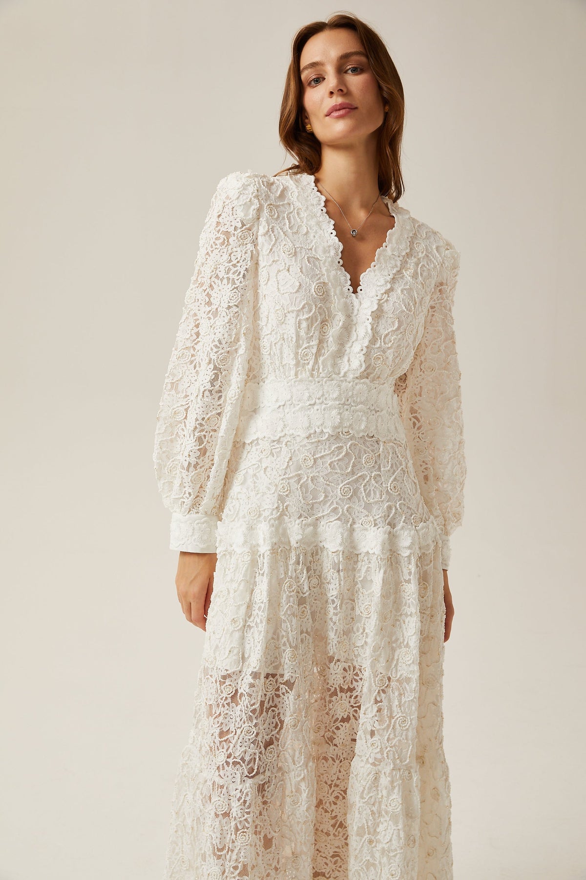 Sophie dantel midi elbise
