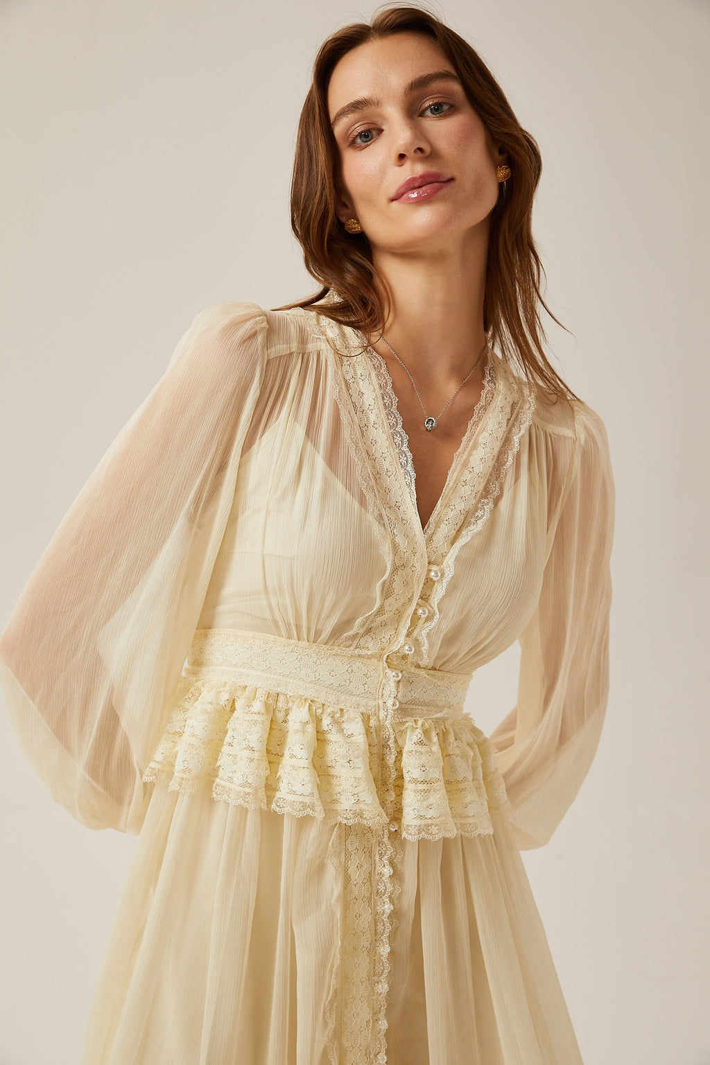 Delphine dantel midi elbise
