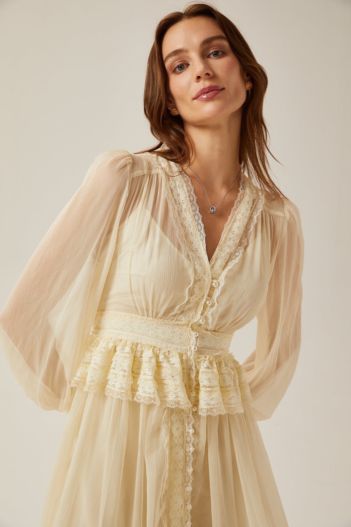 Delphine dantel midi elbise