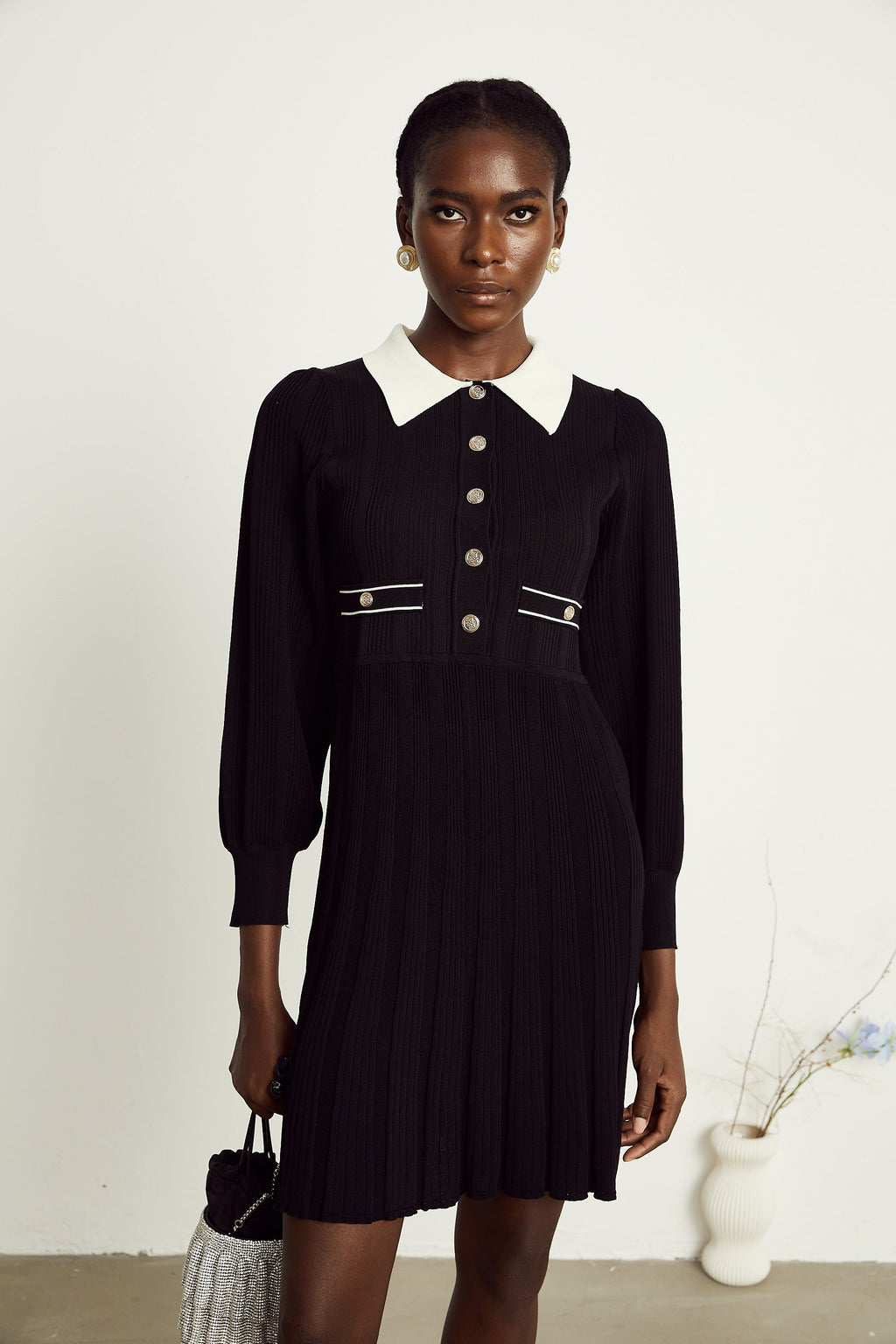 Rosalie örgü mini elbise