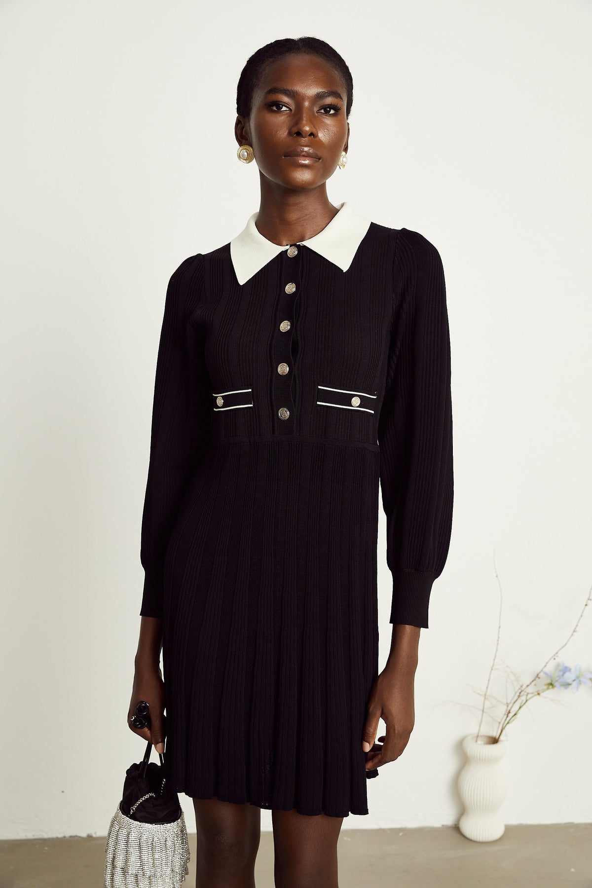 Rosalie örgü mini elbise