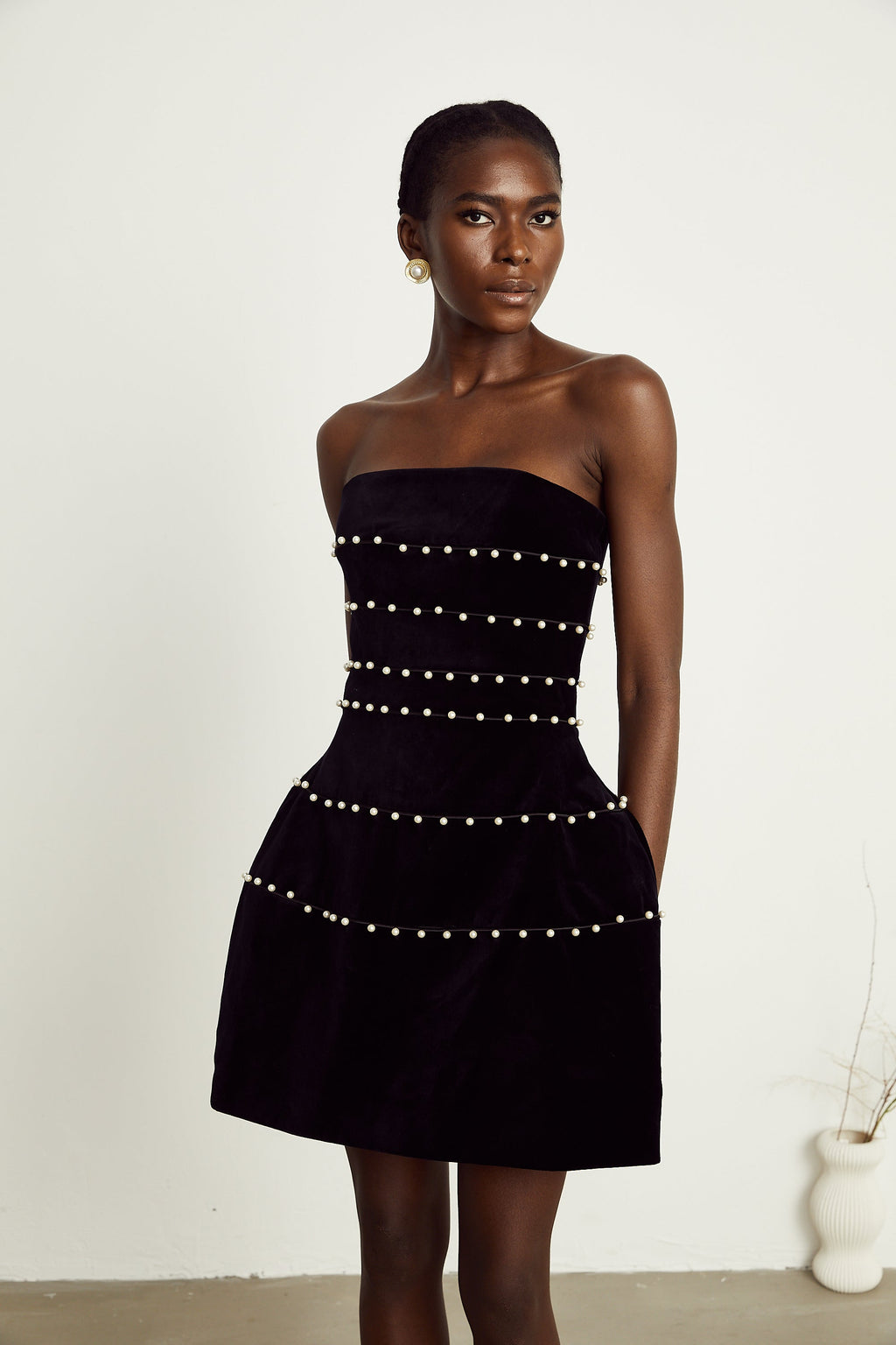 Camille kadife mini elbise