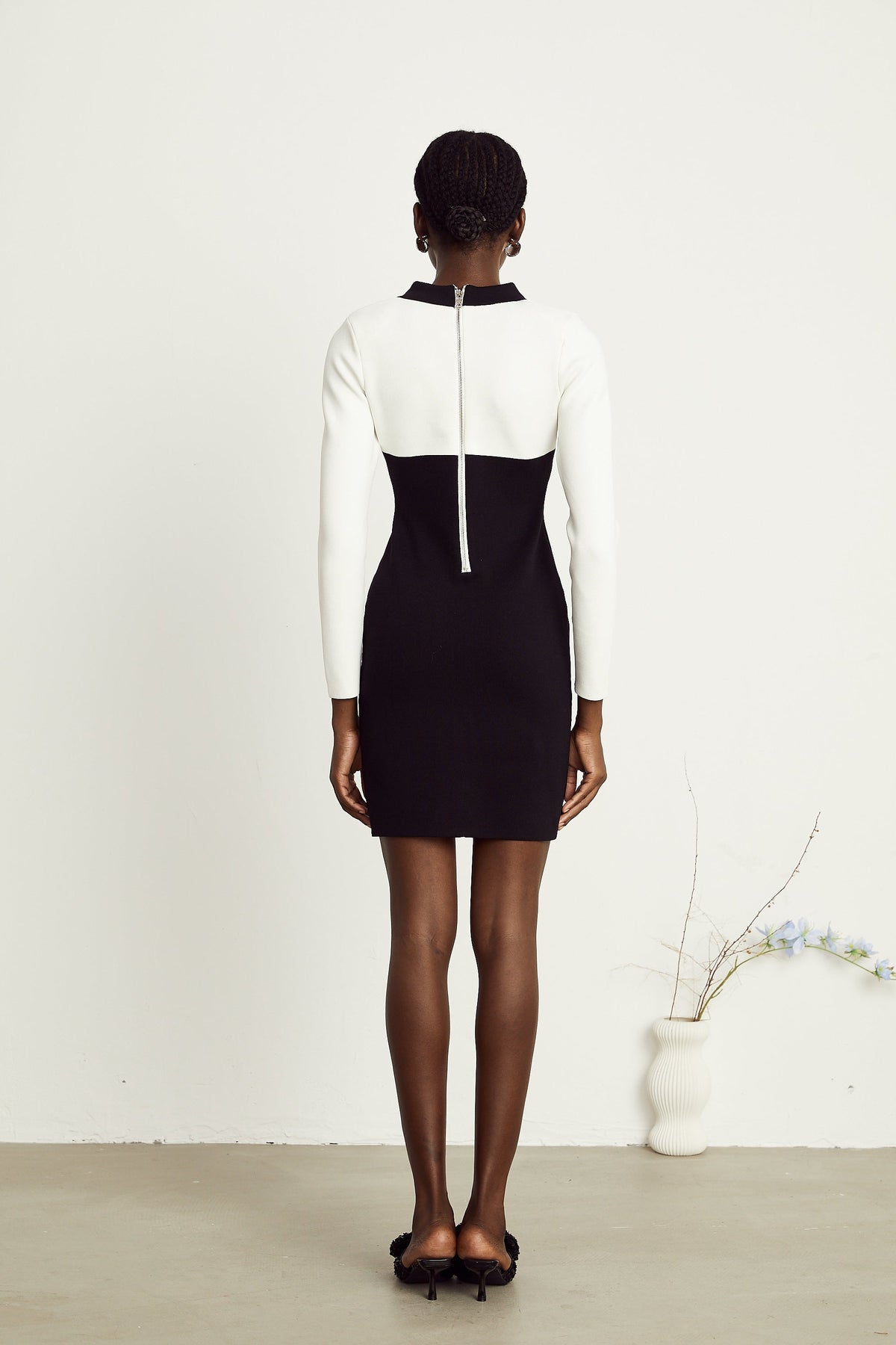 Perrine krep mini elbise
