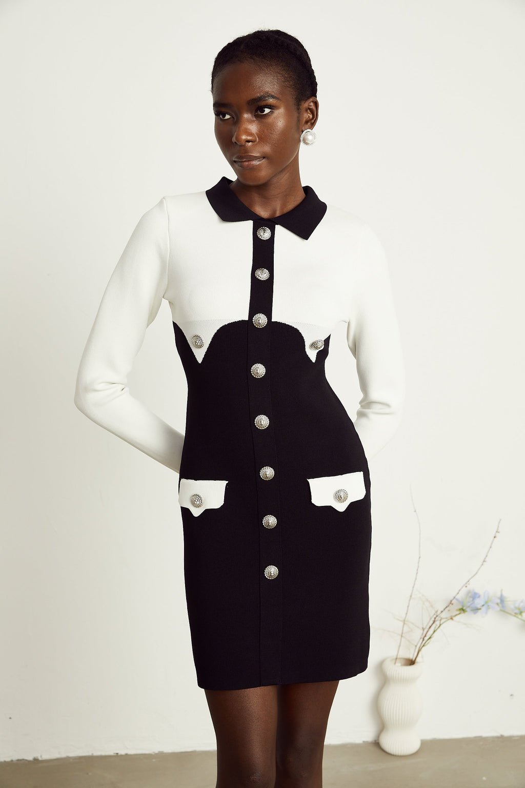 Perrine krep mini elbise