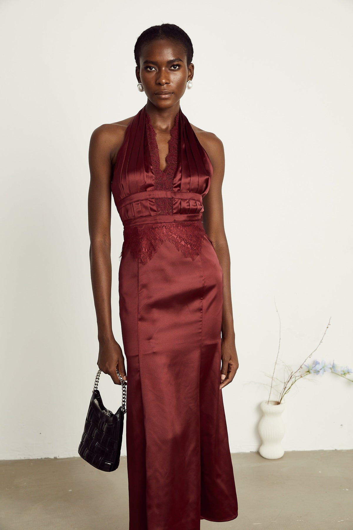 Chloé dantel midi elbise