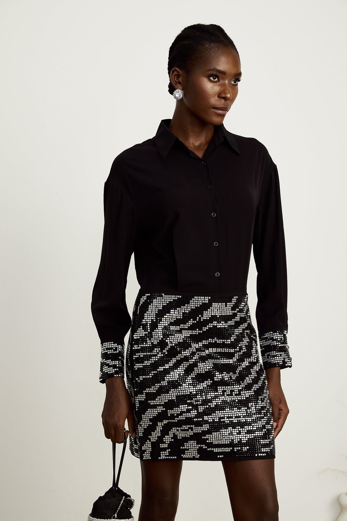 Colette saten mini elbise