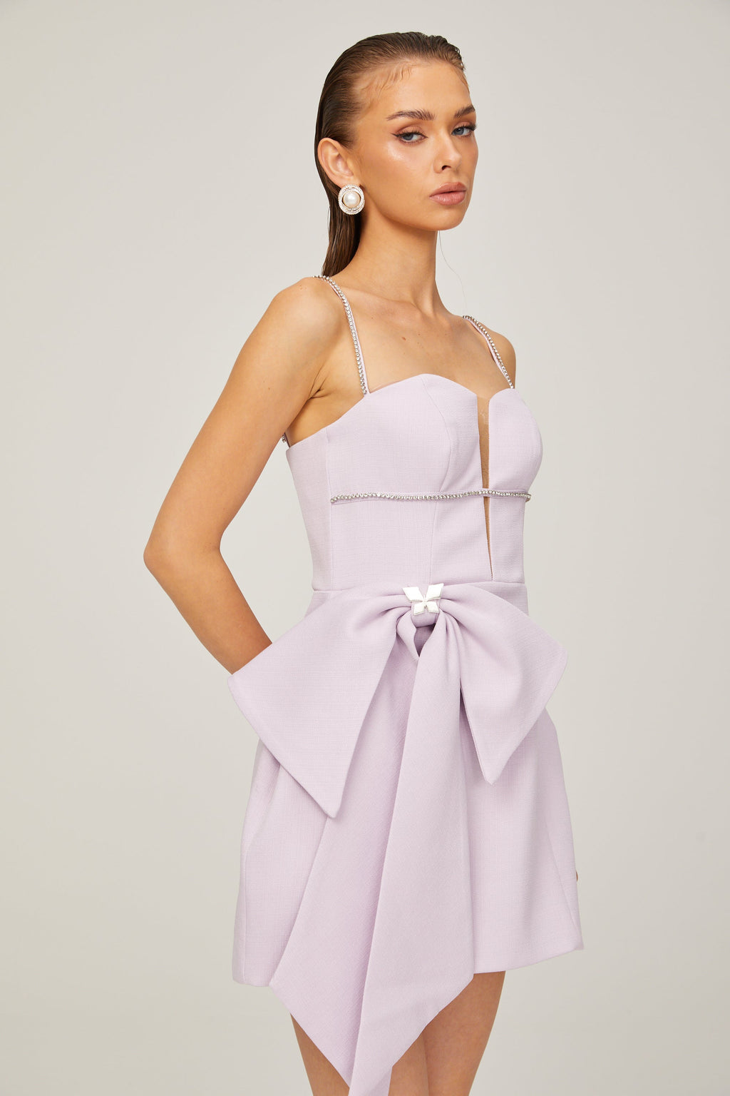 Honorine fiyonklu mini elbise