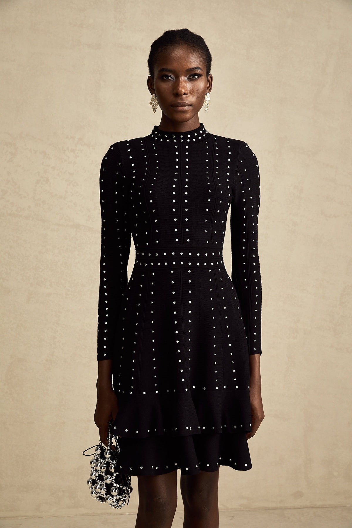 Fabienne kristal örgü mini elbise