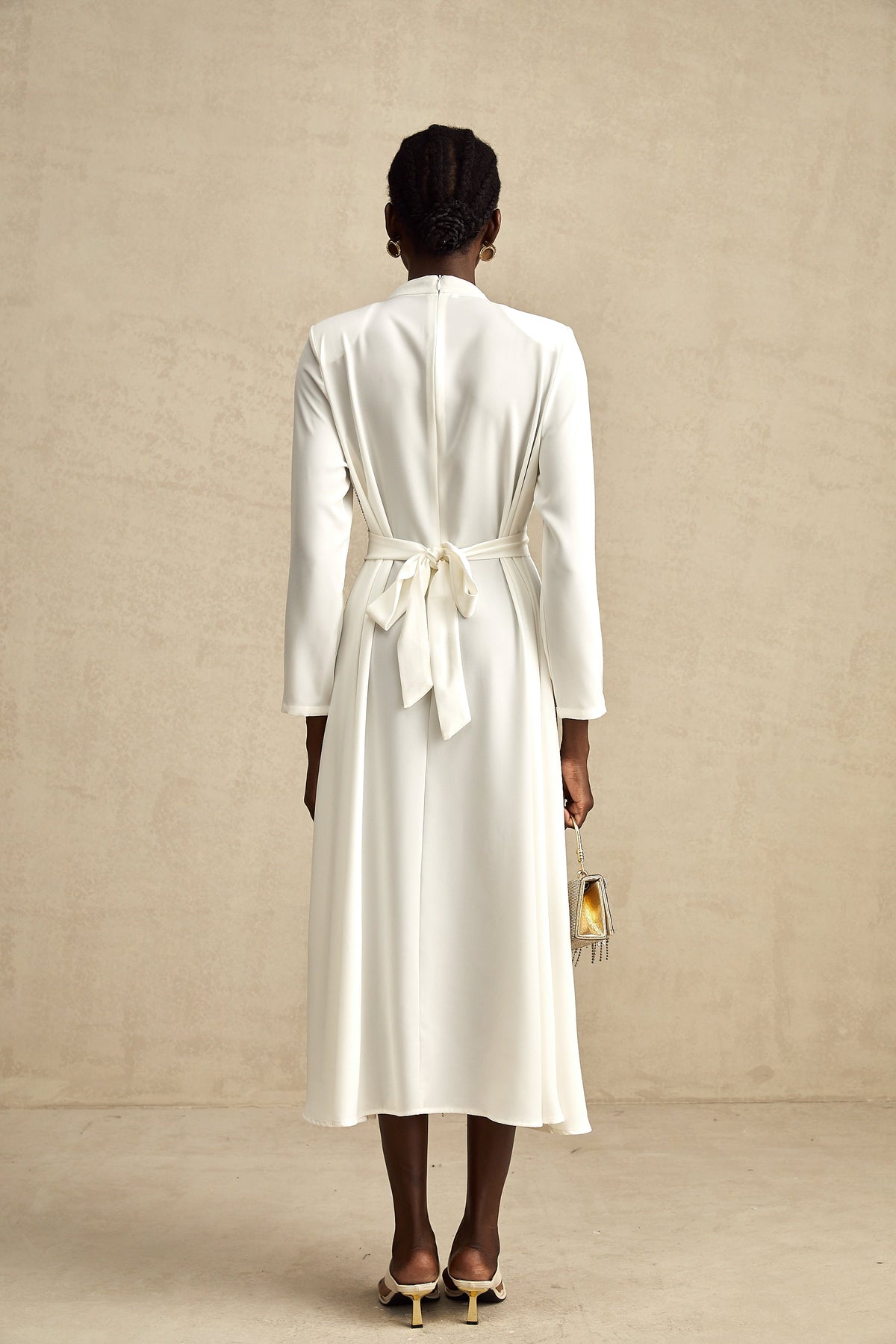 Honorine pile midi elbise