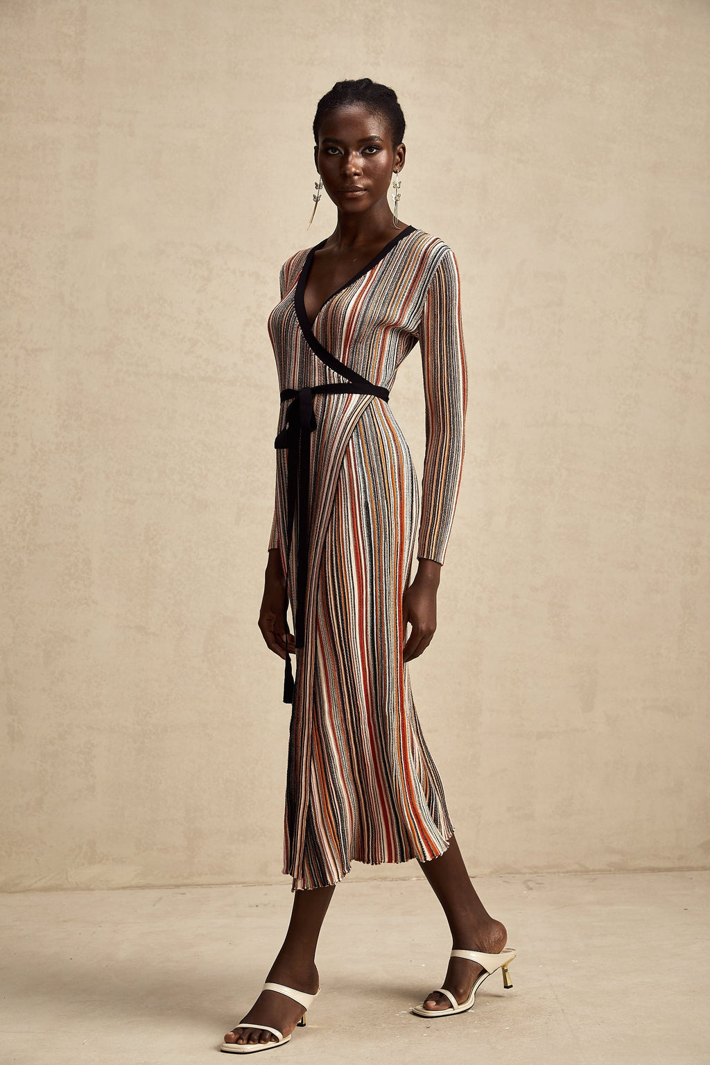 Adèle Stripe Midi Elbise